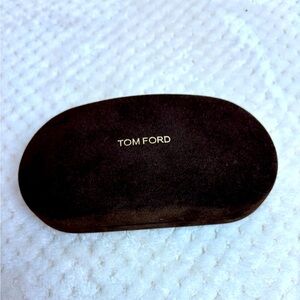 Tom Ford Dark Brown Felt Clamshell Glasses Case Only